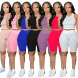 SC Casual Solid Tank Top And Shorts 2 Piece Sets YMT-6204