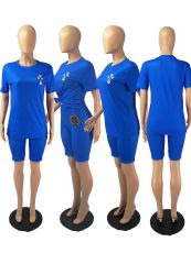 SC Casual Blue T Shirt And Shorts 2 Piece Suits FOSF-8060