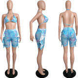 SC Sexy Mesh Tie Dye Bra Top And Shorts 2 Piece Sets MIL-206