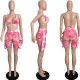 SC Sexy Mesh Tie Dye Bra Top And Shorts 2 Piece Sets MIL-206