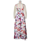 SC Floral Print High Waist Big Swing Maxi Dress ZSD-094