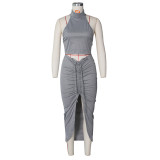 SC Solid Vest Top Drawstring Skirt 2 Piece Sets ZSD-0383