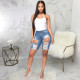 SC Denim Ripped Hole High Waist Jeans Shorts HSF-2410