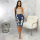 SC Denim Ripped Hole High Waist Half Length Jeans HSF-2411