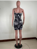 SC Fashion Printed Sexy Sling Mini Dress LUO-3158
