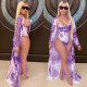 SC Fashion Printed Cloak + One-piece Bikini With Belt YS-8560