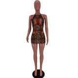SC Sexy Leopard Print Tie-up Backless Mini Dress YIDF-1295