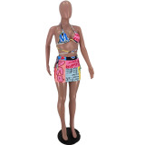 SC Sexy Printed Bra Top Mini Skirt 2 Piece Sets ARM-8260