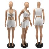 SC Sexy Lace Up Tank Top And Shorts 2 Piece Sets IV-8200
