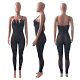 SC Sexy Mesh See Through Ruched Jumpsuit NIK-233