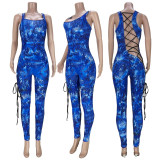 SC Sexy Printed Lace Up Sleeveless Jumpsuit MDF-5230
