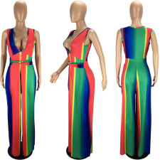 SC Fashion Sexy Rainbow Stripes Jumpsuit MN-9299