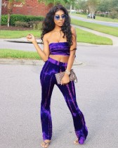 SC Fashion Sexy Tie-dye Tube Top Flared Pants Two Piece Sets WUM-2331