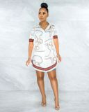 SC Plus Size Fashion Slim Print Short Sleeve Shirt LS-0341