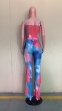 SC Fashion Sexy Mesh Print Bodysuit And Pants Two Piece Sets ORY-5187