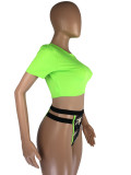 SC Sexy Short Sleeve Camo Print Thong Bikinis Sets LM-8231