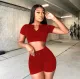 SC Sexy Solid Short Sleeve Two Piece Sets JRF-3592