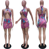 SC Sexy Printed Halterneck Mini Dress BGN-150