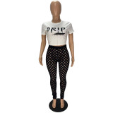 SC Casual T Shirt+Hole Pants Two Piece Sets AWN-5205