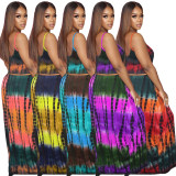 SC Fashion Tie-dye Print Camisole And Long Skirt Two Piece Sets TK-6170