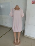SC New Summer Fashion Clothes Bubble Sleeve Pullover Lantern Dress AIL-107