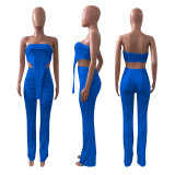 SC Solid Tube Top And Pant Two Piece Suits NIK-237