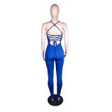 SC Sexy Backless Cross Strap Skinny Jumpsuit YM-9284