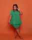 SC Plus Size Fat MM Solid Short Sleeve Two Piece Sets LP-6286