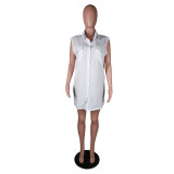 SC Casual Solid Pocket Shirt Dress MK-3051
