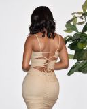 SC Sexy Spaghetti Strap Backless Rcuhed Bandage Dress YIDF-1314