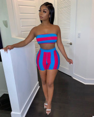SC Sexy Striped Tube Top And Shorts 2 Piece Suits ML-7431