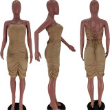 SC Sexy Spaghetti Strap Backless Rcuhed Bandage Dress YIDF-1314