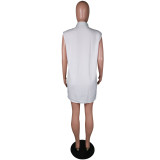 SC Casual Solid Pocket Shirt Dress MK-3051