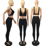 SC Solid Sexy Vest Top And Pants Slim 2 Piece Sets FOSF-8070