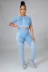 SC Fitness Yoga Printed Short Sleeve High Waist 2 Piece Sets LSD-9127