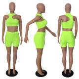 SC Sexy Solid Crop Top And Shorts Two Piece Suits YUF-9066