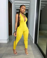 SC Sexy Solid Backless Halter Jumpsuit BLX-7515
