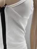 SC Solid Zipper Cami Top Split Pant 2 Piece Sets CYAO-8093