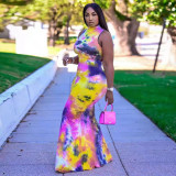 SC Tie Dye Print Sleeveless Maxi Dress WMEF-2044