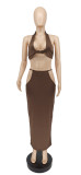 SC Sexy Halter Backless Long Skirt Two Piece Sets WSYF-5832
