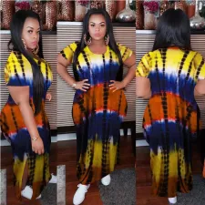 SC Plus Size Casual Printed Split Loose Maxi Dress MOF-6622