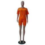 SC Solid T Shirt Pocket Shorts Casual Two Piece Sets TR-1131