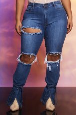 SC Plus Size Denim Ripped Hole Skinny Jeans Pants LX-6885