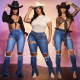 SC Plus Size Denim Ripped Hole Skinny Jeans Pants LX-6885