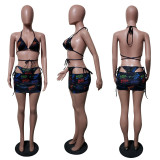 SC Letter Print Swimsuit Bikinis 3 Piece Sets JH-241