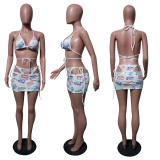 SC Letter Print Swimsuit Bikinis 3 Piece Sets JH-241