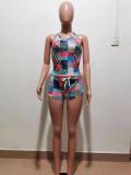 SC Casual Printed Tank Top And Shorts 2 Piece Suits LSD-9130