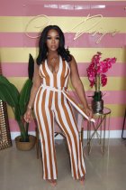 SC Sexy Striped Halter Backless Sashes Jumpsuit XMF-057