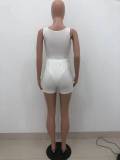 SC Solid Sleeveless Bodysuit+Shorts 2 Piece Suits HTF-6065