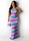 SC Gradient Striped Straps Backless Maxi Dress YM-9290